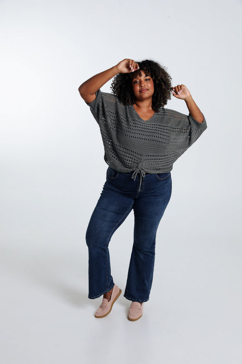 Korte, effen trui in viscose-Paprika-9