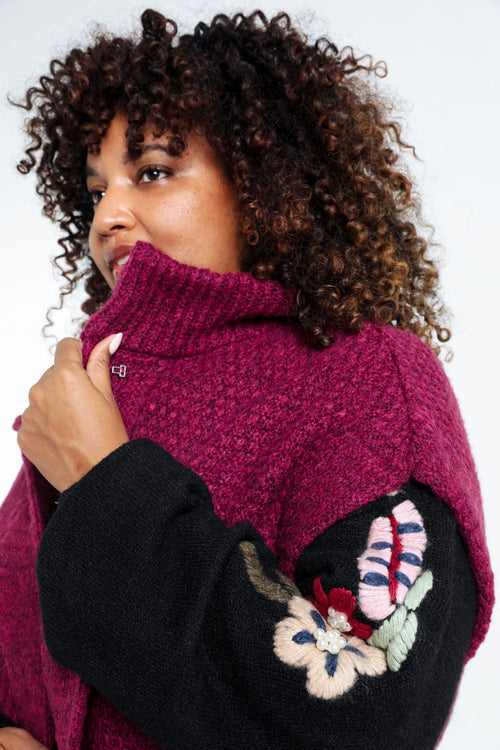 Kort, effen vest zonder mouwen met opstaande kraag-Paprika-5