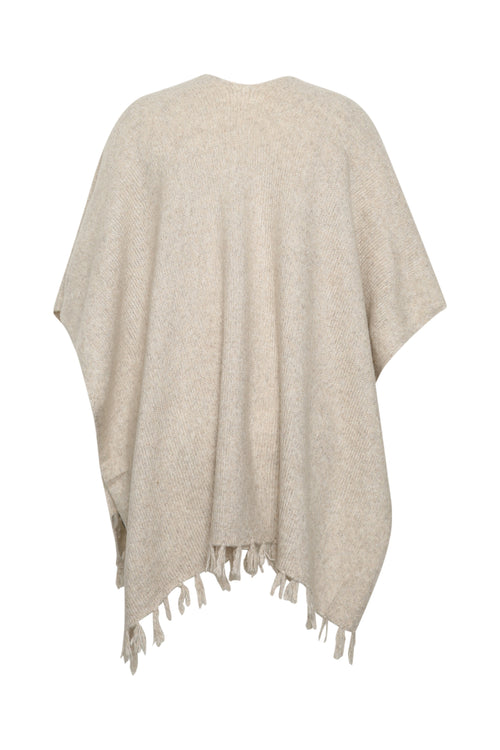 Effen poncho met franjes-Paprika-1