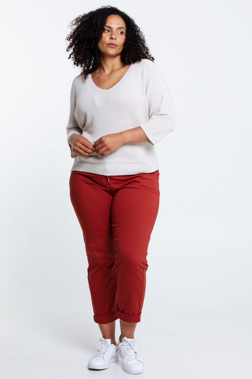 Effen trui met lurex-Paprika-6