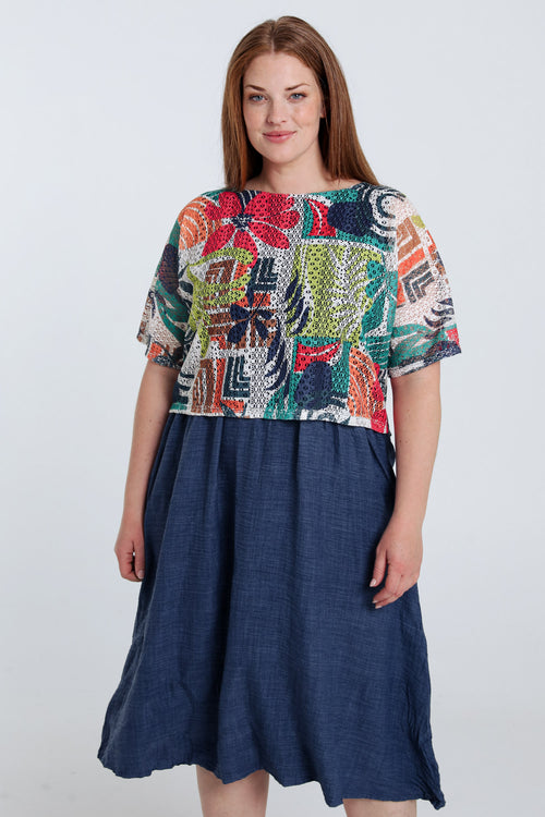 Lange 2-in-1 jurk met bloemenprint-Paprika-1