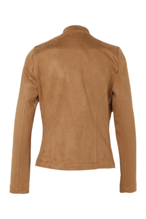 Kort, effen motorjasje met suède-effect-Paprika-11