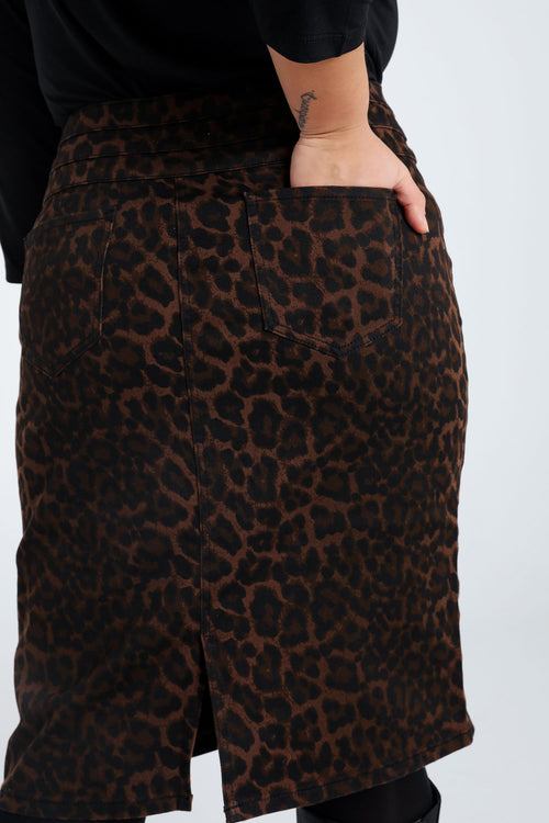 Korte, rechte rok met luipaardmotief-Paprika-6