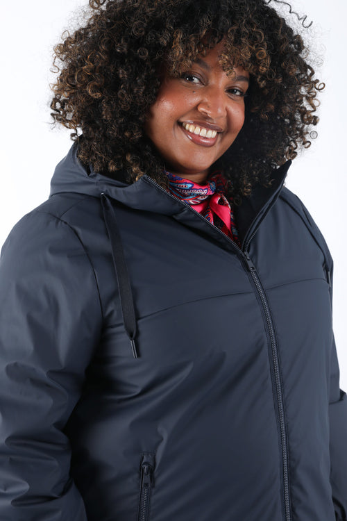 Effen lichte midlange parka-Paprika-4