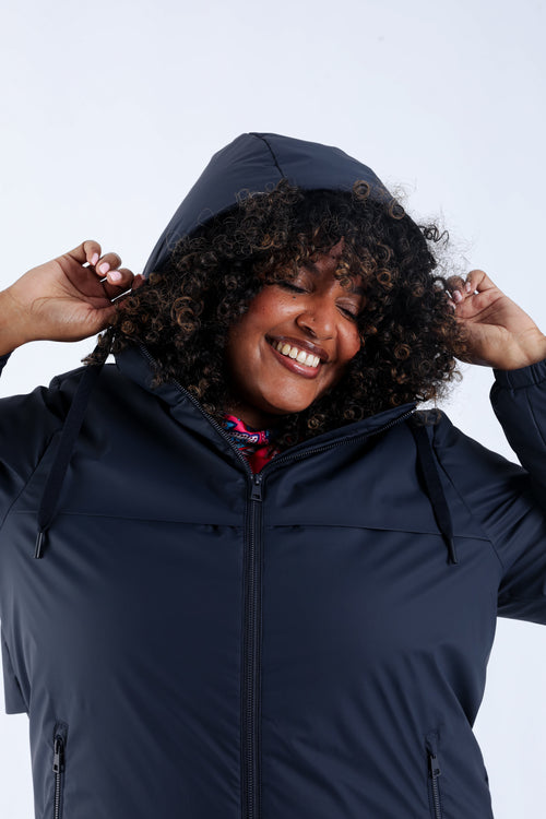 Effen lichte midlange parka-Paprika-5