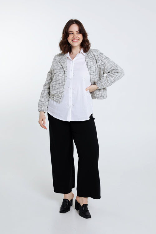 Korte, geruite bomberjack met tweedeffect-Paprika-8