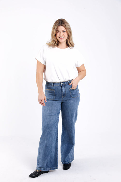 Jeans Elodie avec poches et détail broderie-Paprika-6