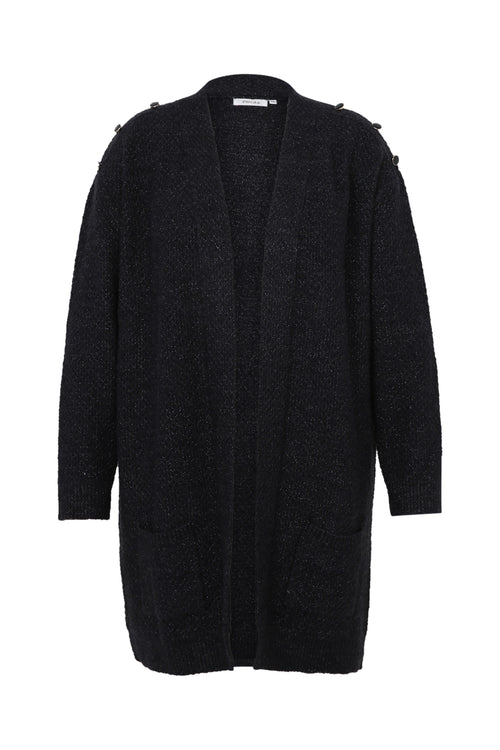 Lange, effen cardigan met sjaalkraag en decoratieve knopen-Paprika-10