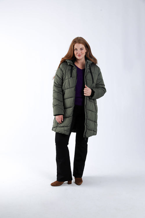 Effen lange donsjas-Paprika-10