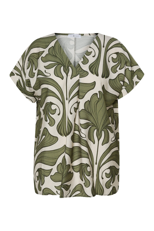 Bicolor blouse met bloemenprint-Paprika-2