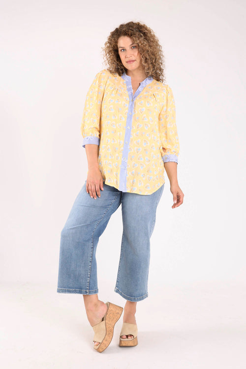 Blouse en viscose imprimé fleurs et rayures-Paprika-8
