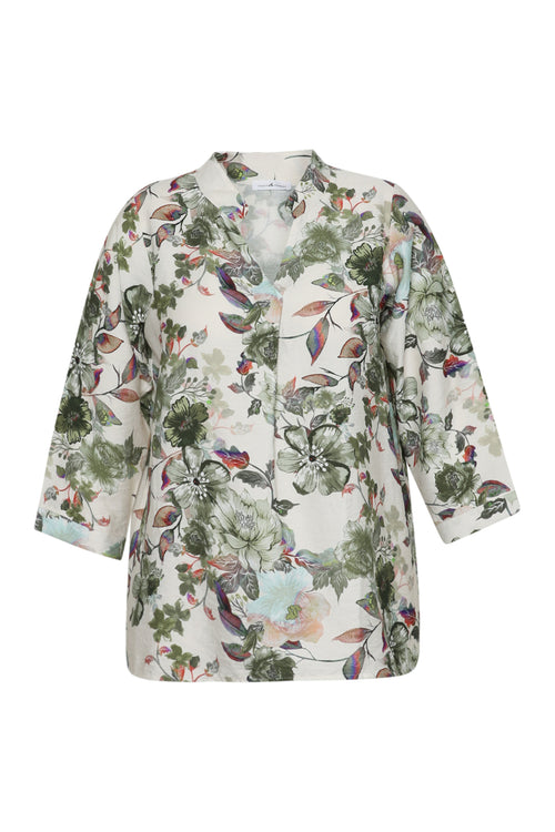 Blouse en viscose imprimé fleuri-Paprika-9