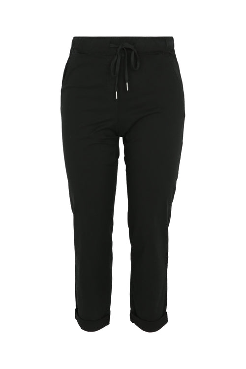 Effen 7/8-chinobroek in licht katoen met losse broekspijpen-Paprika-9