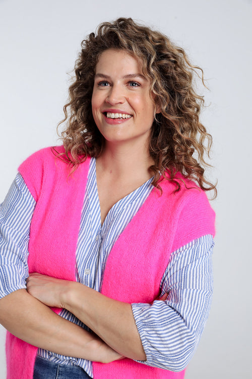 Effen mouwloos vest-Paprika-5