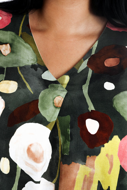 Blouse en viscose imprimé coquelicots-Paprika-5
