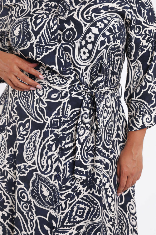 Blousejurk van viscose met paisleyprint-Paprika-4