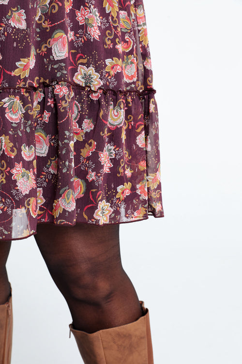 Robe à volant imprimé floral-Paprika-4