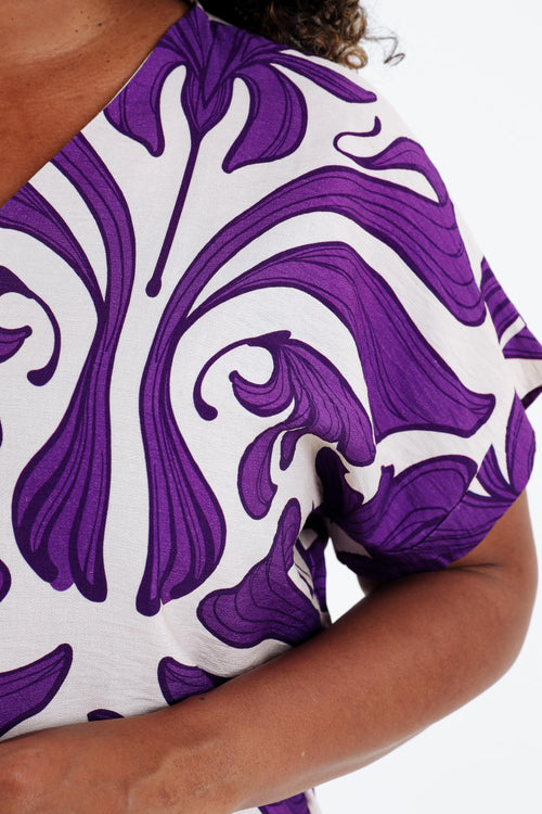 Bicolor blouse met bloemenprint-Paprika-3
