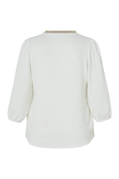 Effen blouse met gouden bies-Paprika-11