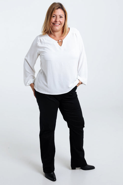 Effen T-shirt met lurex en juweel-Paprika-9