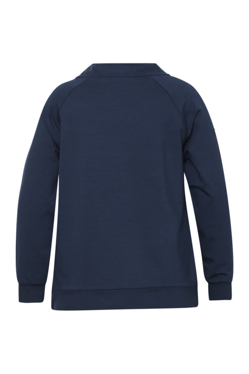 Effen sweat van badstof met print en strass-steentjes-Paprika-2