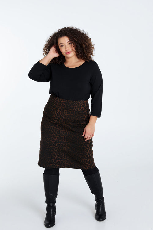 Korte, rechte rok met luipaardmotief-Paprika-8