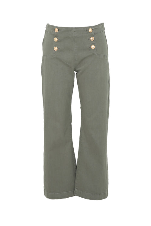 Effen palazzo broek met 6 gouden knopen vooraan-Paprika-8