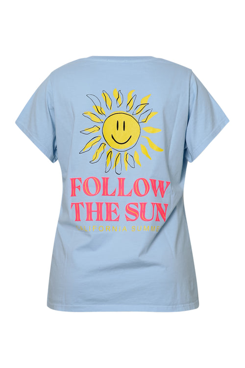 T-shirt en coton uni avec imprimé soleil-Paprika-12