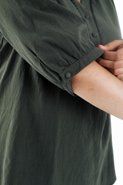 Blouse en coton unie-Paprika-5