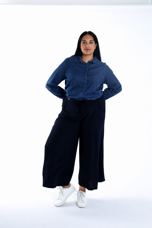 Effen wijde 7/8 broek-Paprika-6