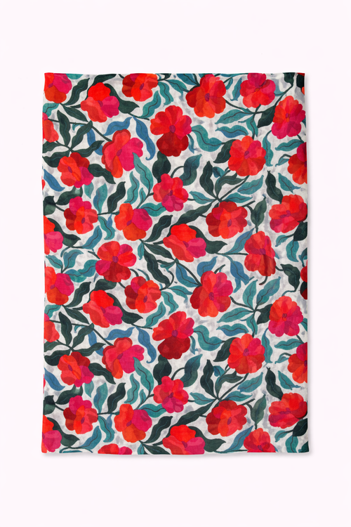 Foulard en coton imprimé fleuri-Paprika-1