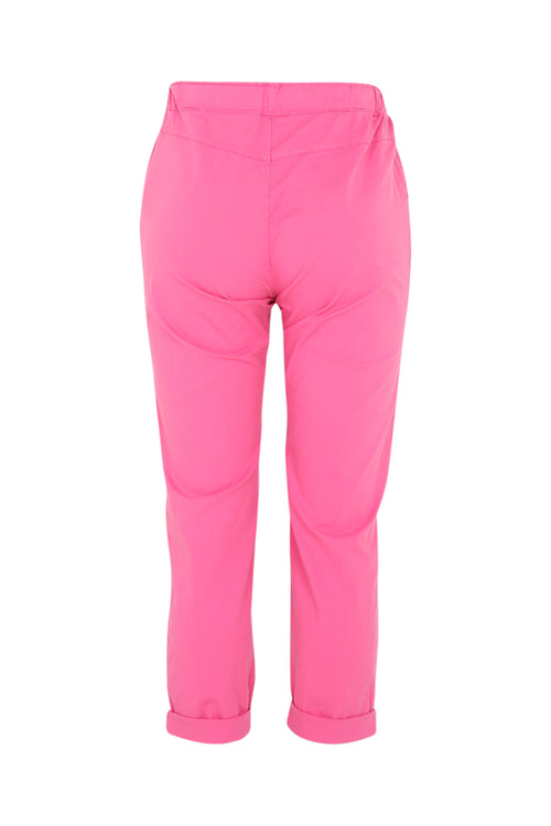 Effen 7/8-chinobroek in licht katoen met losse broekspijpen-Paprika-10