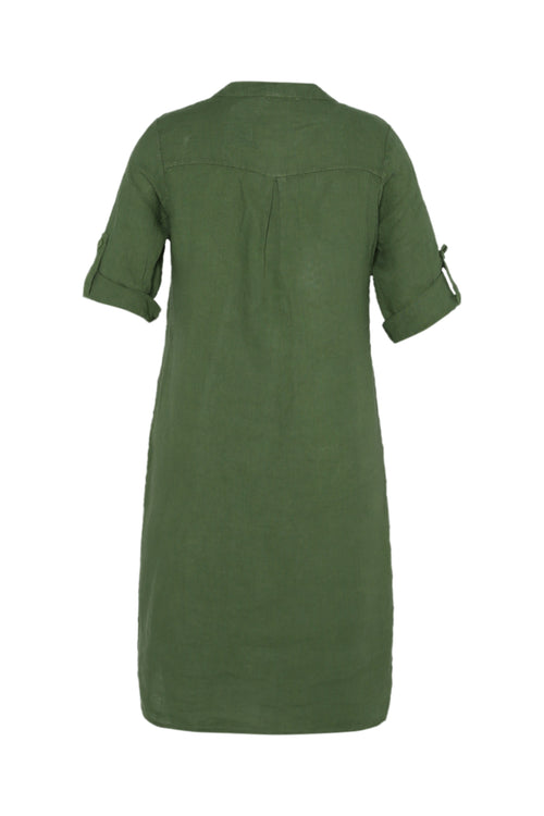 Effen linnen tuniek jurk-Paprika-11