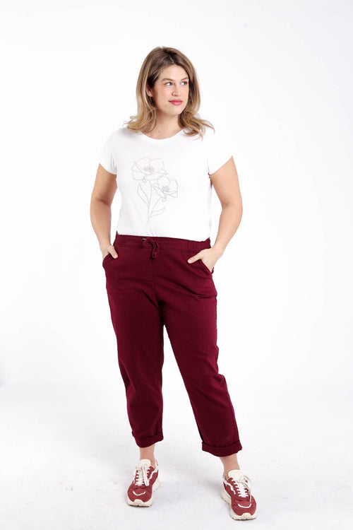 T-shirt uni avec fleurs en sequins-Paprika-6