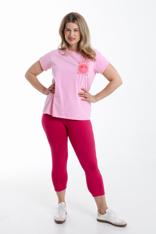 3/4 legging van biologisch katoen-Paprika-7