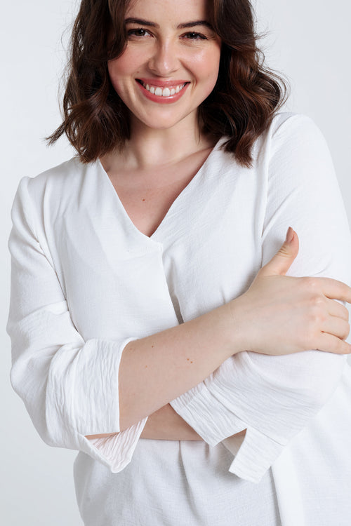 Losse, effen blouse-Paprika-5