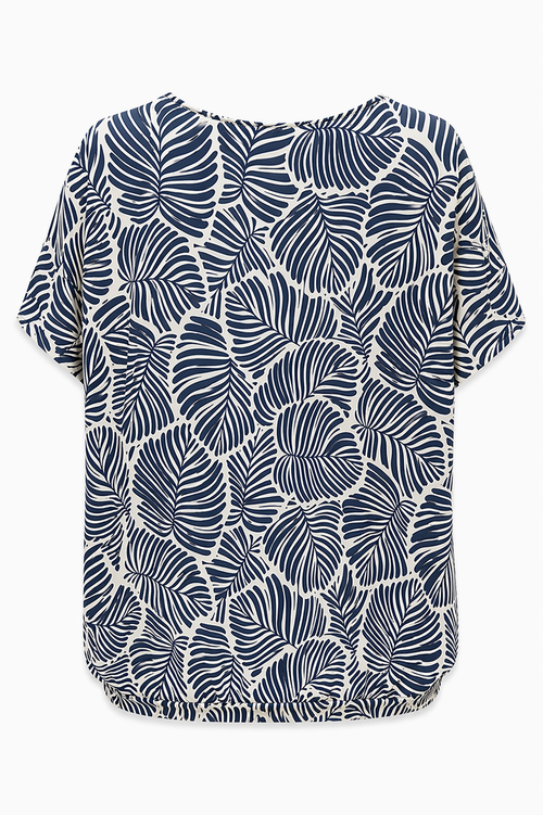 T-shirt en maille froide imprimé feuilles-Paprika-2