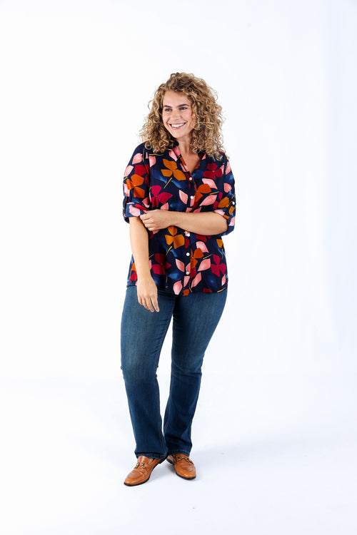 Blouse van viscose met bloemenprint-Paprika-7