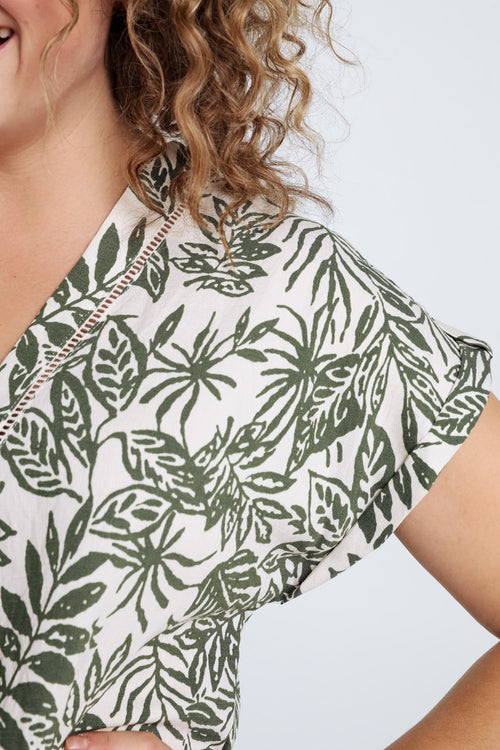  Blouse met bladmotief-Paprika-4