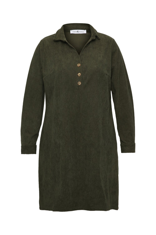 Robe courte unie en velours côtelé-Paprika-7