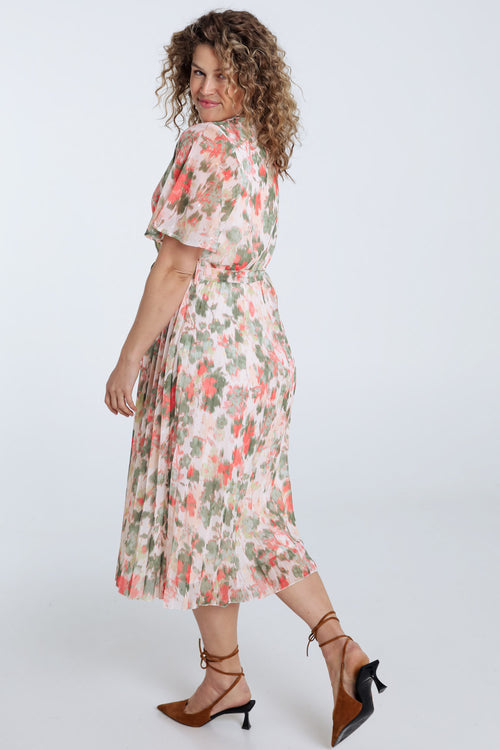 Jurk van geprinte voile met lurex-Paprika-2