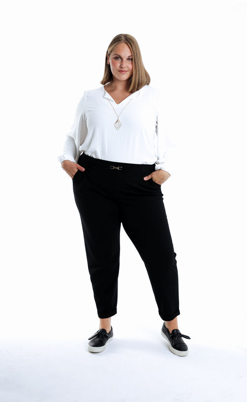 Effen broek met sierdetails-Paprika-6