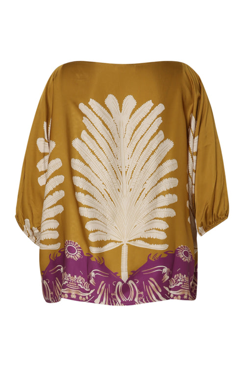 Blouse en viscose imprimé palmes-Paprika-11
