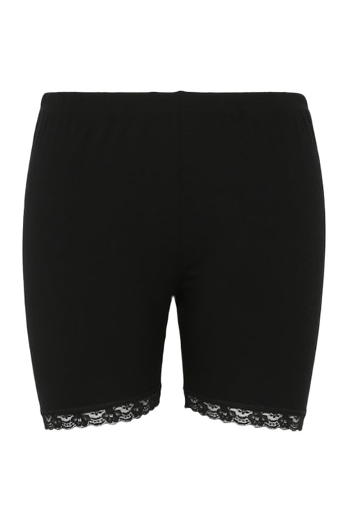 Effen leggingshort in viscose met kanten details-Paprika-8