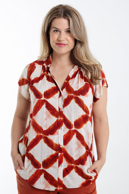 Blouse van grafisch bedrukt viscose-Paprika-1