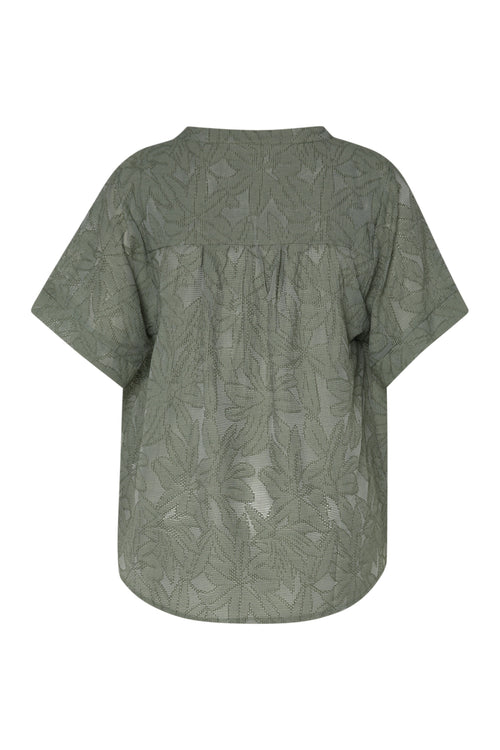 Blouse jacquard en coton unie-Paprika-11
