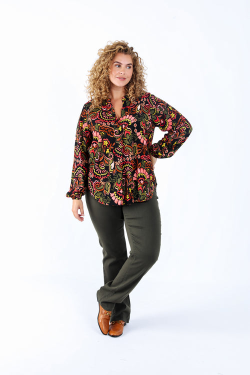 Blouse van bedrukt viscose in folkstijl-Paprika-6