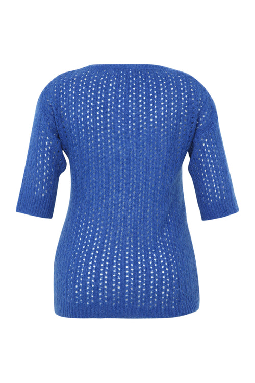 Pull court uni ajouré-Paprika-11