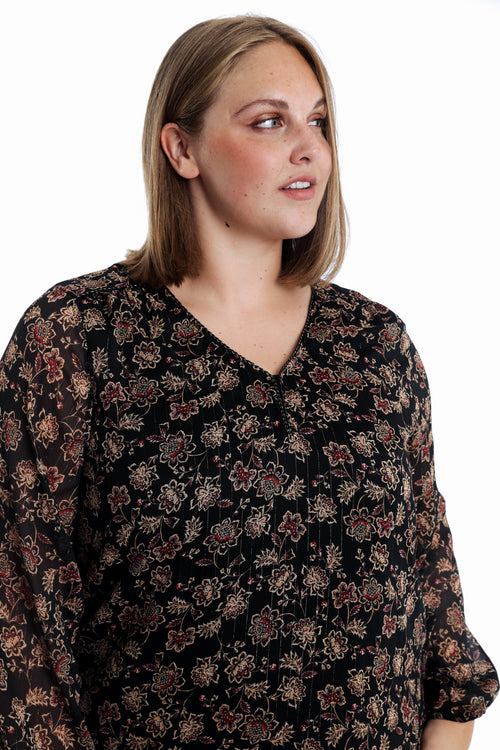 Blouse imprimé fleurs indiennes-Paprika-3