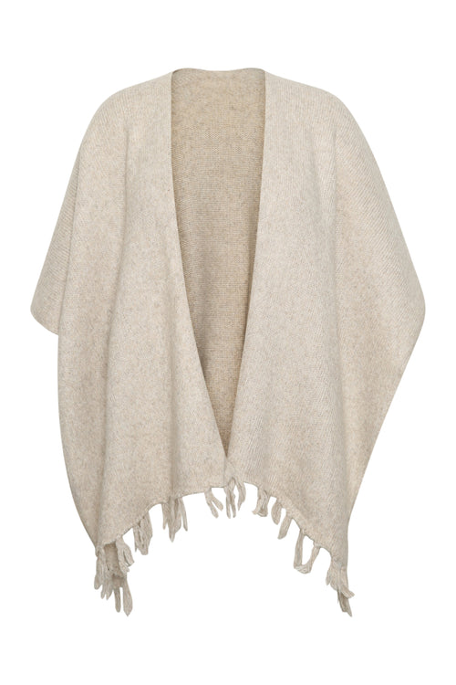 Effen poncho met franjes-Paprika-1